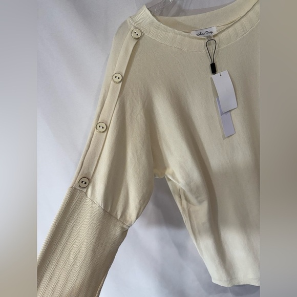 Melissa‎ Paige Knit Sweater Button Detail Dolman Sleeve Papyrus NWT Size Large - Picture 11 of 11